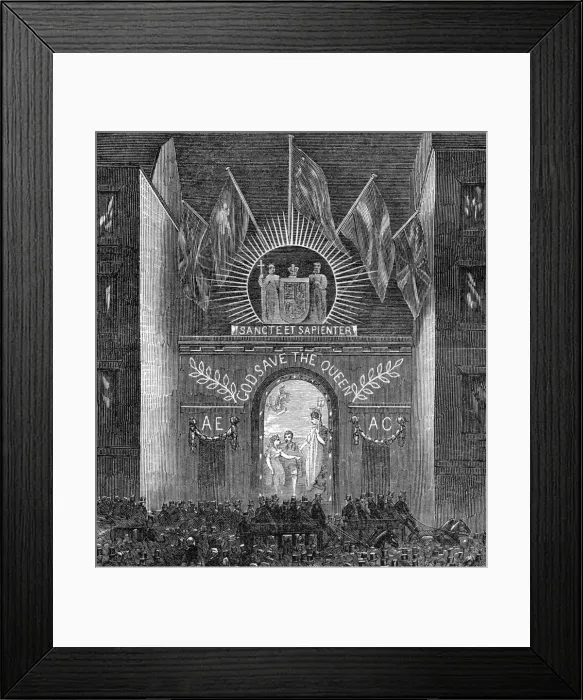 Framed Print : Kings College London illuminated Framed Print : Kings College London illuminated