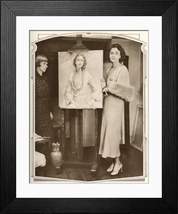Framed Print : The Duchess of Leinster with her portrait Framed Print : The Duchess of Leinster with her portrait