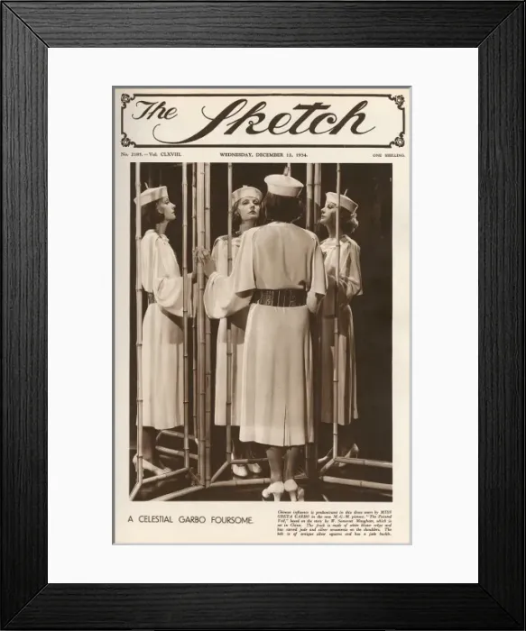 Framed Print : Sketch front cover with Greta Garbo, 1934 Framed Print : Sketch front cover with Greta Garbo, 1934