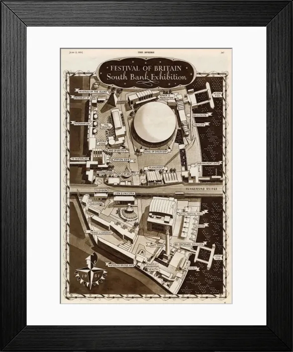 Framed Print : Aerial plan of the Festival of Britain site, London Framed Print : Aerial plan of the Festival of Britain site, London