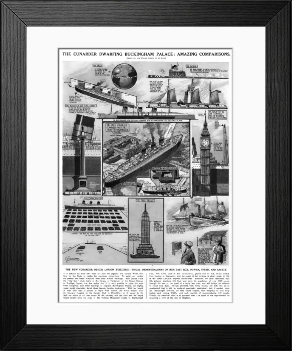 Framed Print : RMS Queen Mary compared in size with Buckingham Palace Framed Print : RMS Queen Mary compared in size with Buckingham Palace