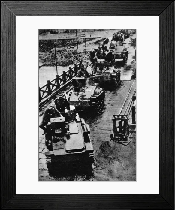 Framed Print : Japanese army cross Singapore causeway Framed Print : Japanese army cross Singapore causeway