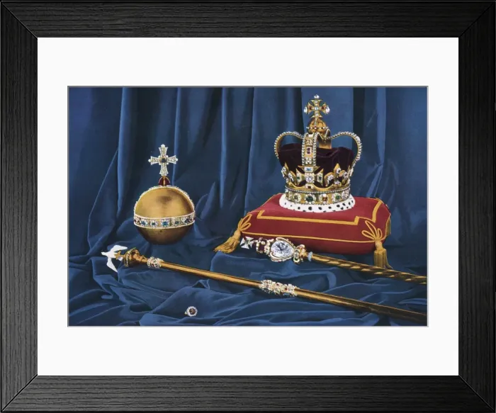 Framed Print : Crown of England and other emblems of sovereignty Framed Print : Crown of England and other emblems of sovereignty