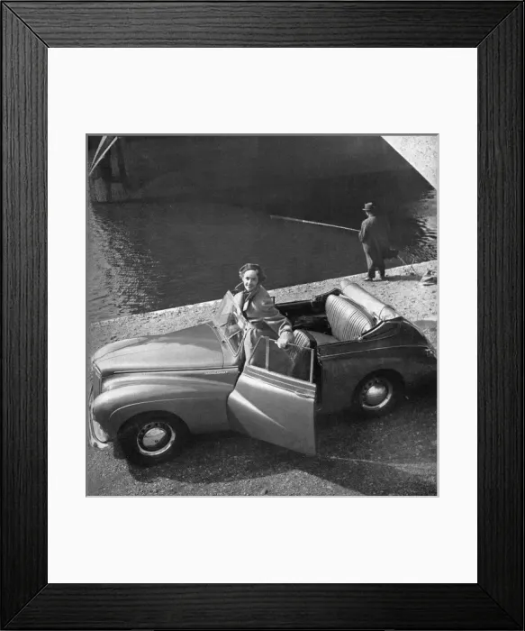 Framed Print : Coat by Rensor, car by Sunbeam Talbot, 1953