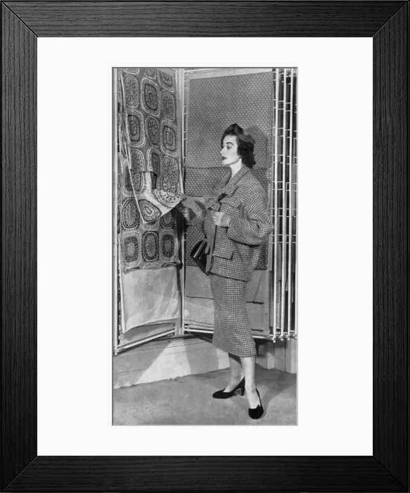 Framed Print : 1950s fashion in the Sanderson showroom Framed Print : 1950s fashion in the Sanderson showroom