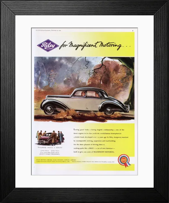 Framed Print : Riley car advertisement, 1953 Framed Print : Riley car advertisement, 1953