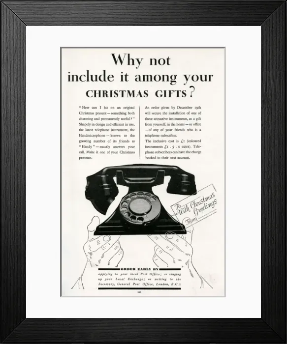 Framed Print : Advert for G. P. O telephone 1933 Framed Print : Advert for G. P. O telephone 1933