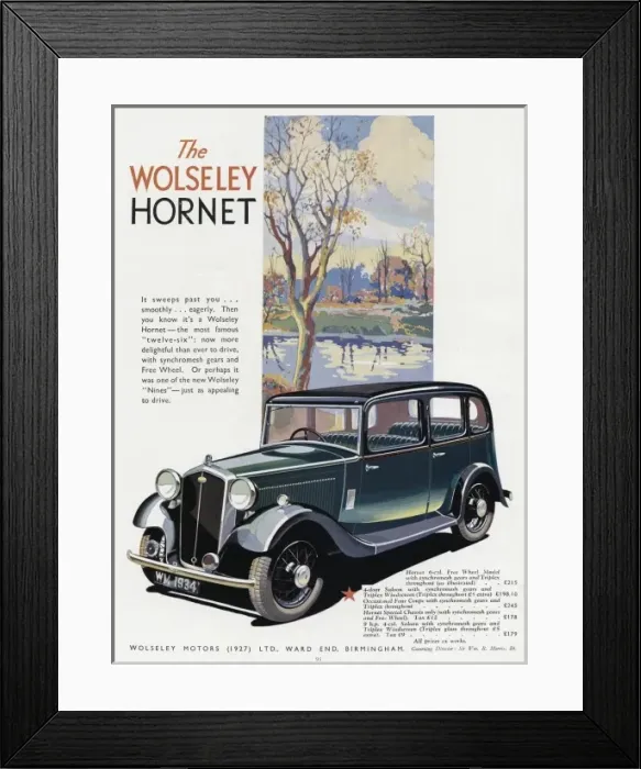 Framed Print : Advert for Wolseley Hornet car 1933 Framed Print : Advert for Wolseley Hornet car 1933
