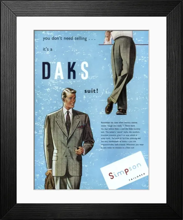 Framed Print : Daks advertisement, 1953 Framed Print : Daks advertisement, 1953