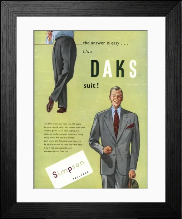 Framed Print : Daks advertisement, 1953 Framed Print : Daks advertisement, 1953