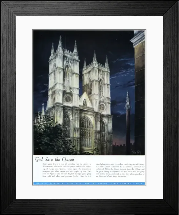 Framed Print : Westminster Abbey / Dunlop advertisement, 1953 Framed Print : Westminster Abbey / Dunlop advertisement, 1953