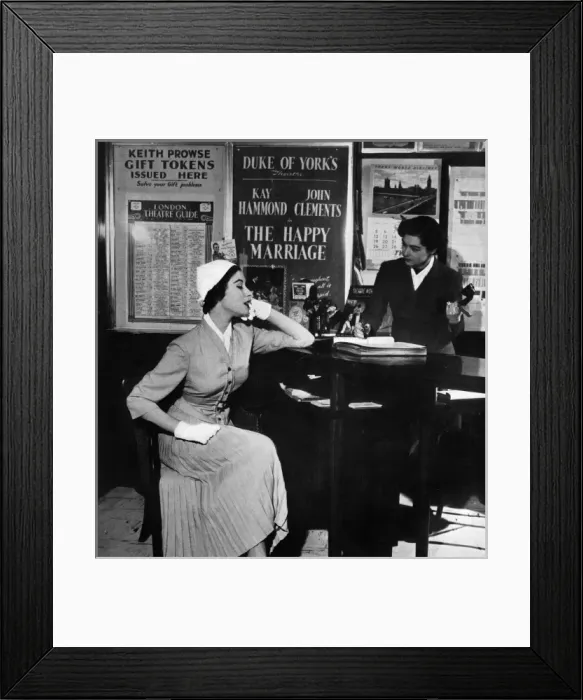 Framed Print : Booking theatre tickets 1953 Framed Print : Booking theatre tickets 1953