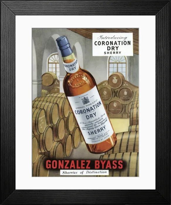 Framed Print : Coronation Dry Sherry advertisement, 1953 Framed Print : Coronation Dry Sherry advertisement, 1953