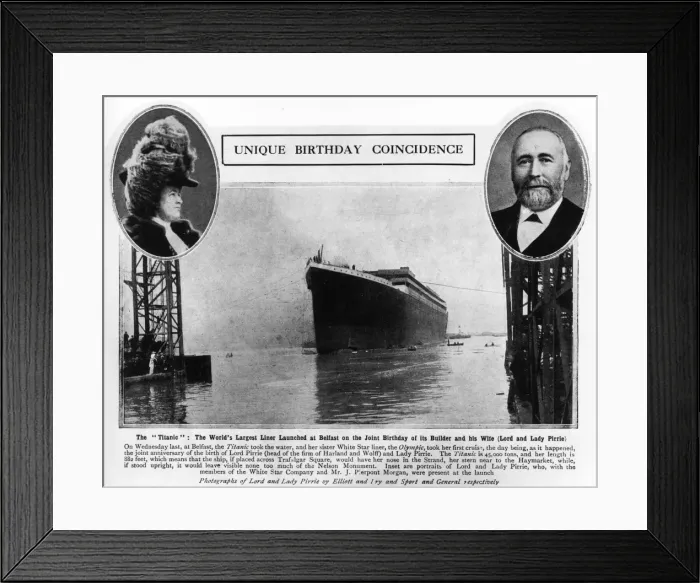 Framed Print : Titanic launched at Belfast; Lord and Lady Pirrie Framed Print : Titanic launched at Belfast; Lord and Lady Pirrie