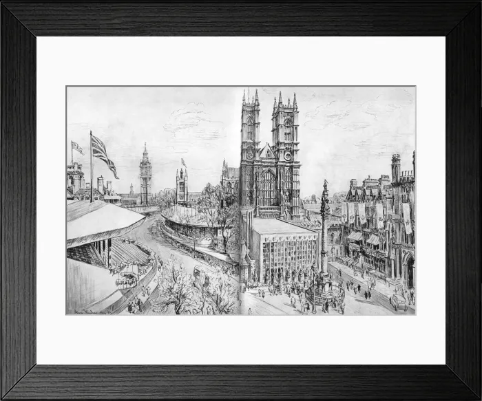 Framed Print : Westminster transformed for the Coronation, 1953 Framed Print : Westminster transformed for the Coronation, 1953