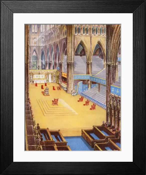 Framed Print : Westminster Abbey prepared for the Coronation, 1953 Framed Print : Westminster Abbey prepared for the Coronation, 1953