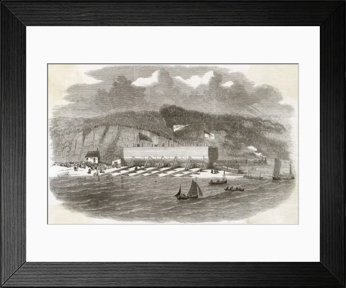 Framed Print : Great Eastern Pontoon at Milford Haven, 1857