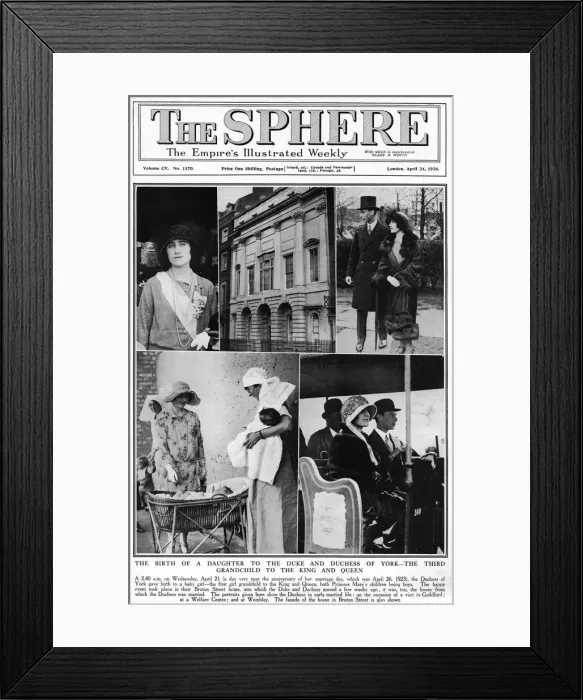 Framed Print : The Sphere front cover, birth of Princess Elizabeth Framed Print : The Sphere front cover, birth of Princess Elizabeth