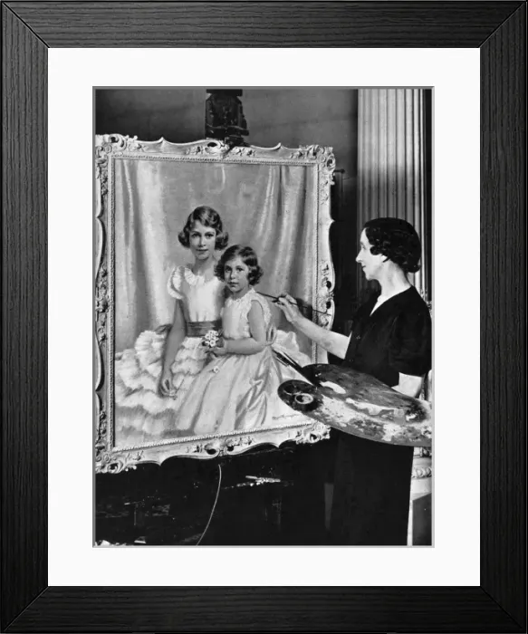 Framed Print : Portrait of Princesses Elizabeth and Margaret in the paintin Framed Print : Portrait of Princesses Elizabeth and Margaret in the paintin