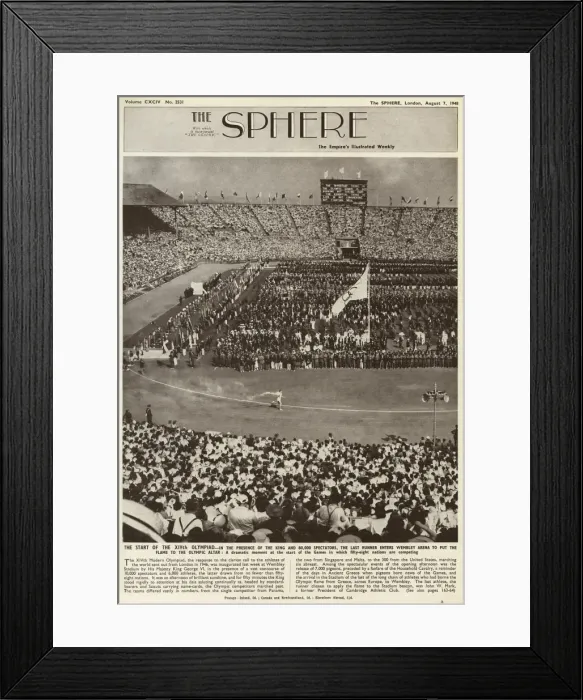 Framed Print : Front cover of the Sphere, the Olympic torch enters Wembley