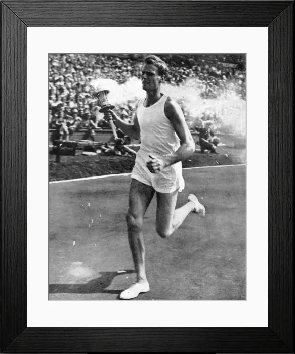 Framed Print : John Mark carrying the Olympic torch, opening ceremony, 1948 Framed Print : John Mark carrying the Olympic torch, opening ceremony, 1948