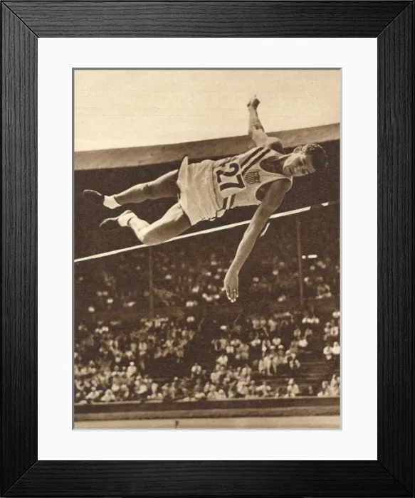 Framed Print : Edelman does the high jump, 1948 London Olympics Framed Print : Edelman does the high jump, 1948 London Olympics