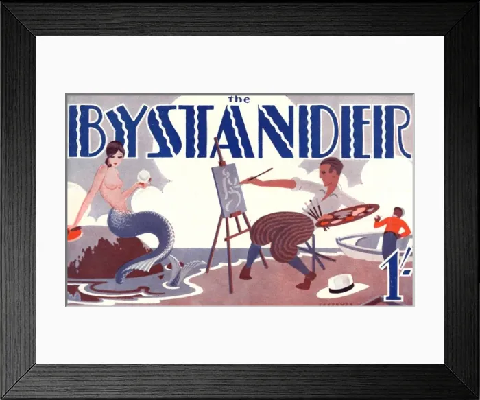 Framed Print : Bystander front cover 5 February 1930, artist and mermaid Framed Print : Bystander front cover 5 February 1930, artist and mermaid