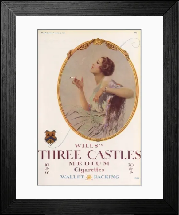 Framed Print : Three Castles Cigarettes advertisement, 1930