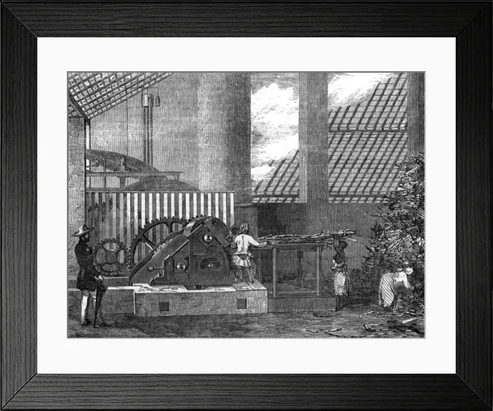 Framed Print : De Mornays patent sugar-mill, Brazil, 1854 Framed Print : De Mornays patent sugar-mill, Brazil, 1854