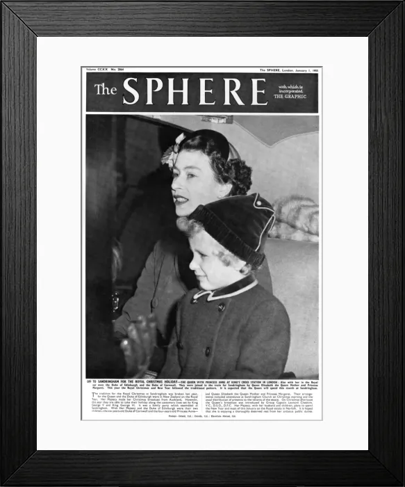 Framed Print : Front cover of the Sphere, the Queen with Princess Anne Framed Print : Front cover of the Sphere, the Queen with Princess Anne