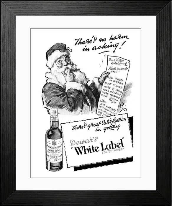 Framed Print : Santa in Dewars White Label advert
