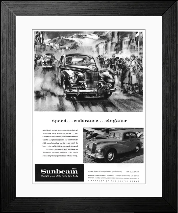Framed Print : Sunbeam car advert Framed Print : Sunbeam car advert