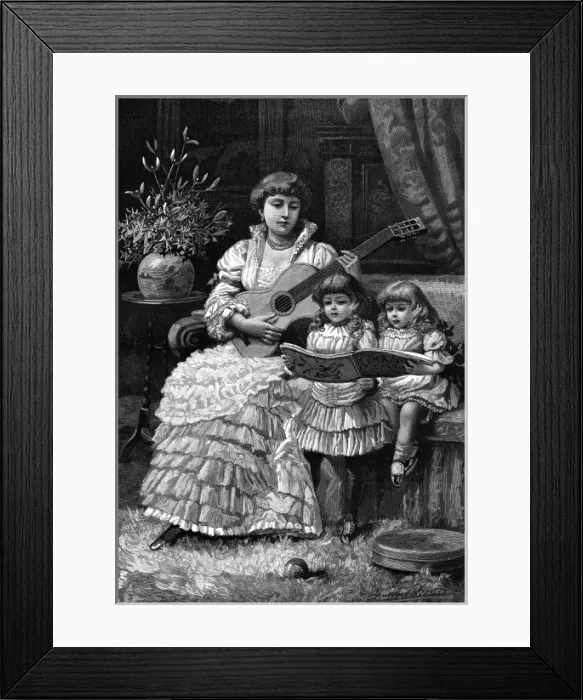 Framed Print : Music at home - Childrens Christmas Carol Framed Print : Music at home - Childrens Christmas Carol