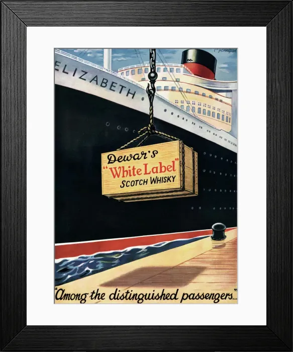 Framed Print : Dewars White Label Whisky shipping ad Framed Print : Dewars White Label Whisky shipping ad