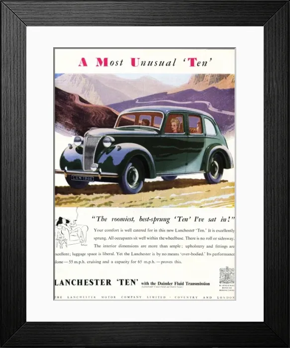 Framed Print : Lanchester Ten car advert