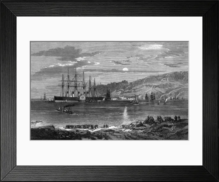 Framed Print : Great Eastern steamship at Portland, 1859