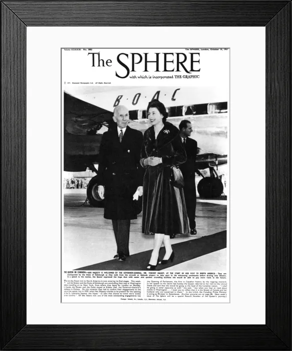 Framed Print : Queen Elizabeth II North America visit - Uplands airport