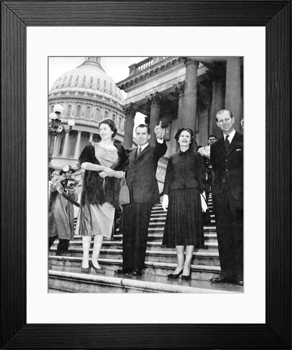 Framed Print : Queen Elizabeth II North America visit - with Nixon, 1957 Framed Print : Queen Elizabeth II North America visit - with Nixon, 1957