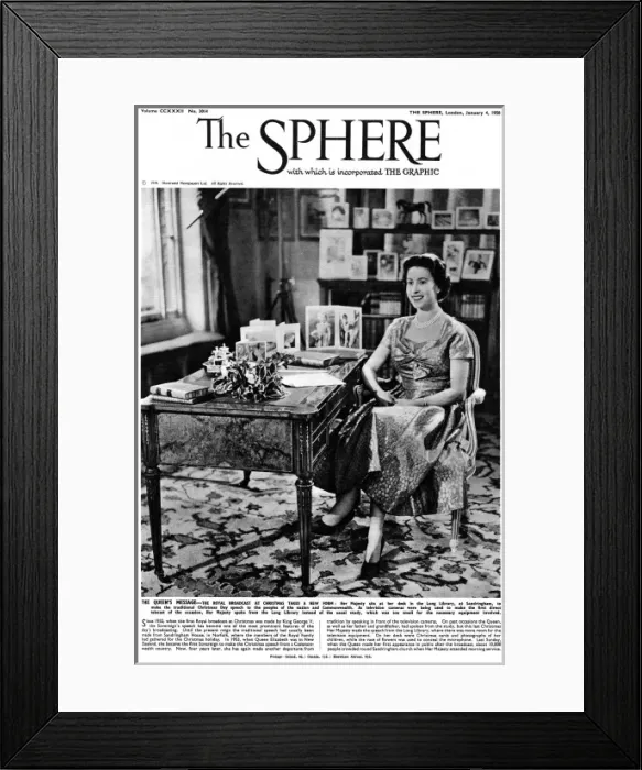 Framed Print : Queen Elizabeth II - first televised Christmas broadcast Framed Print : Queen Elizabeth II - first televised Christmas broadcast