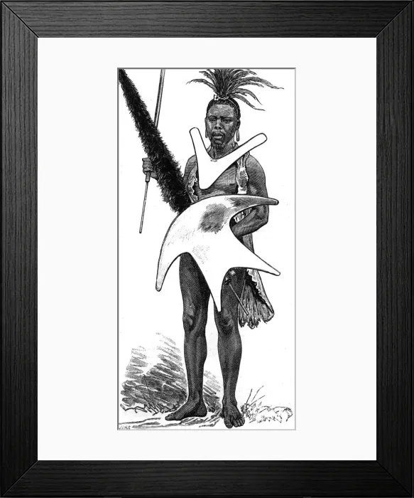Framed Print : Basuto Gun War, 1880 - Basuto warrior Framed Print : Basuto Gun War, 1880 - Basuto warrior
