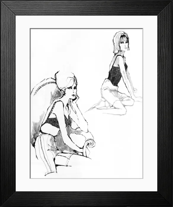 Framed Print : Underwear for 1962 drawn by Barbara Hulanicki