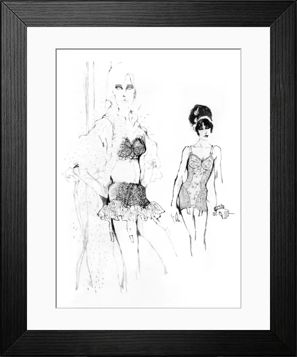 Framed Print : Underwear for 1962 drawn by Barbara Hulanicki Framed Print : Underwear for 1962 drawn by Barbara Hulanicki