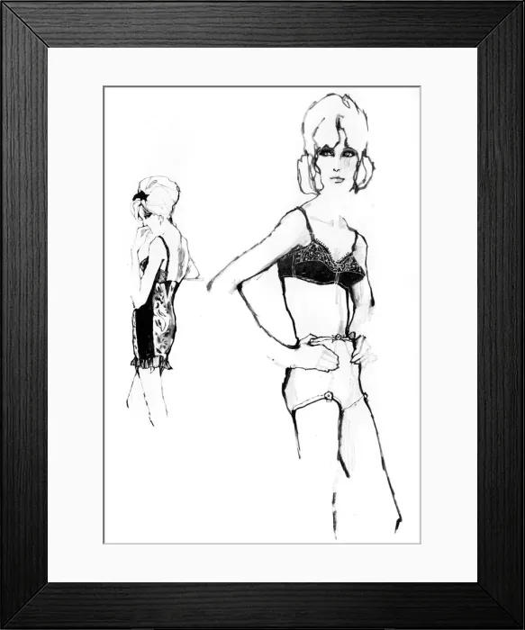 Framed Print : Underwear for 1962 drawn by Barbara Hulanicki Framed Print : Underwear for 1962 drawn by Barbara Hulanicki