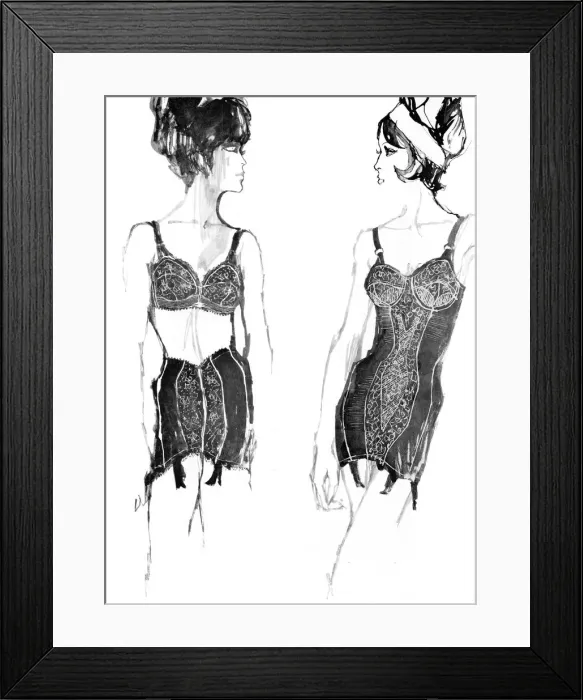 Framed Print : Underwear for 1962 drawn by Barbara Hulanicki Framed Print : Underwear for 1962 drawn by Barbara Hulanicki