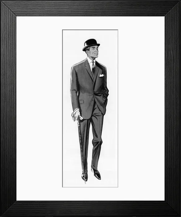 Framed Print : Man in suit and bowler hat, 1962 Framed Print : Man in suit and bowler hat, 1962