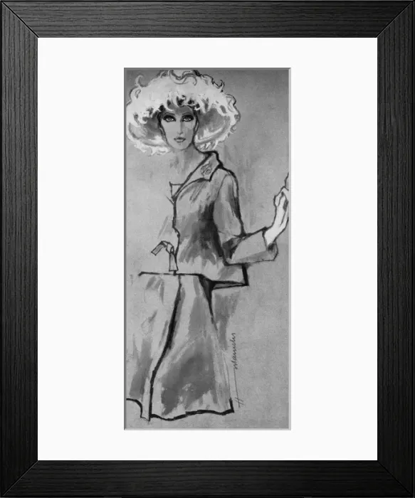Framed Print : Mother of the Bride outfit drawn by Barbara Hulanicki Framed Print : Mother of the Bride outfit drawn by Barbara Hulanicki