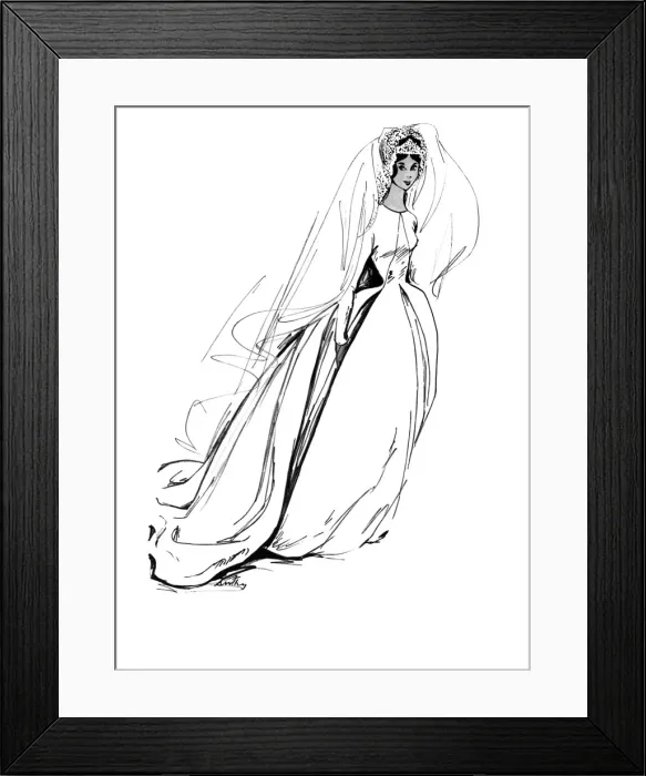 Framed Print : Wedding dress of Princess Francoise of Bourbon-Parma by Heim Framed Print : Wedding dress of Princess Francoise of Bourbon-Parma by Heim