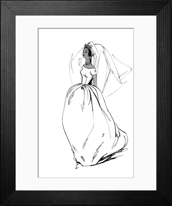 Framed Print : Wedding dress of Jill Benton Jones by Norman Hartnell Framed Print : Wedding dress of Jill Benton Jones by Norman Hartnell