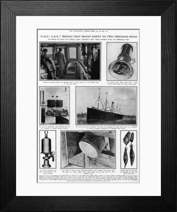 Framed Print : C. Q. D. signals that meant safety on the Republic