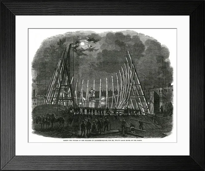 Framed Print : Raising of the Trusses in Leicester Square, London 1851 Framed Print : Raising of the Trusses in Leicester Square, London 1851